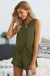 Green Sleeveless Ruffled Shorts Pajama Set by Teal Demeter